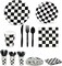 4E's Novelty 24 Pcs Checkered Party Supplies and Accessories like Checkered Flag Plates, Checkered Paper Cups, Checkered Flag Napkins, Cutlery - Race Car Party Plates For Different Special Occasions